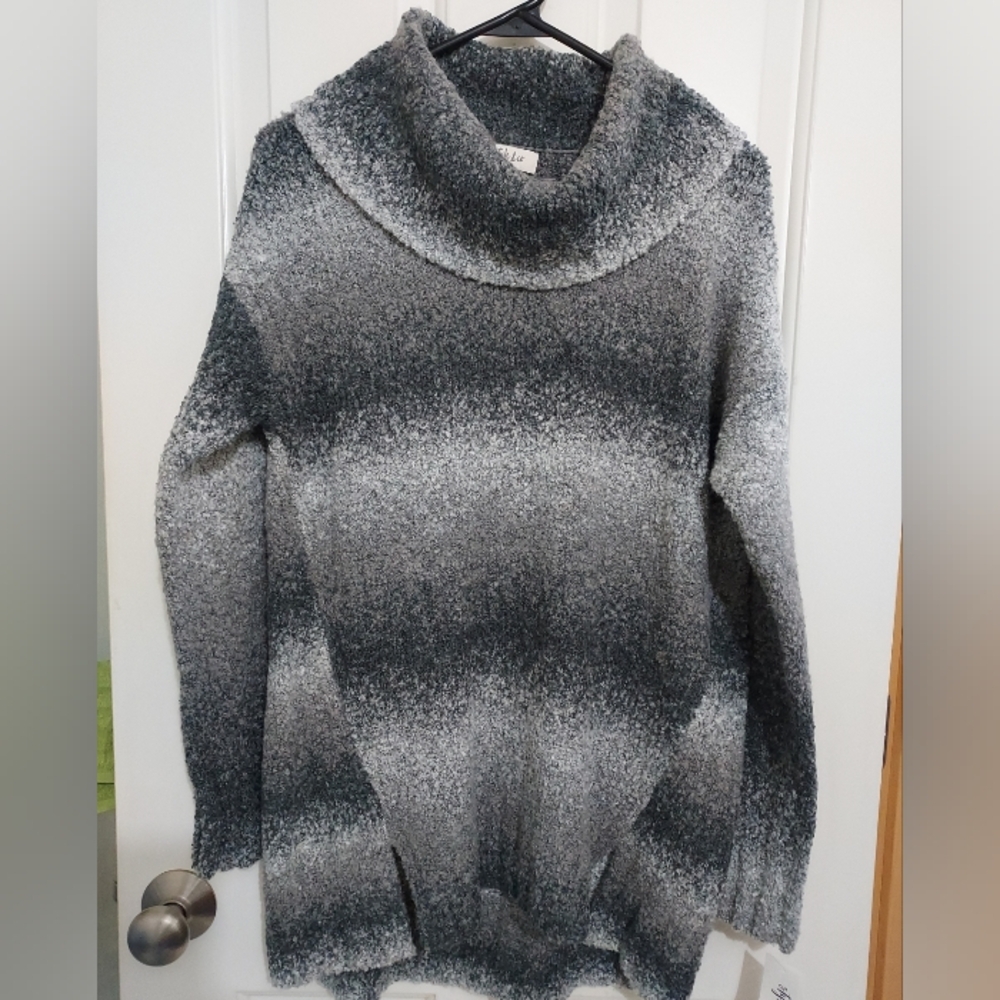 Style & Co. Elegant Charcoal Gradient Women's Turtleneck Sweater Plus Size S, M